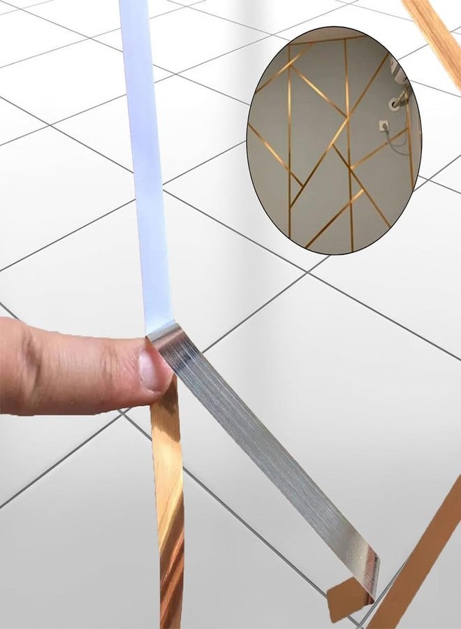 STORE 2508 Store2508 50 Meters Waterproof Gap Sealing Golden Decoration Tape For Home Floor Tiles, Wall Decor, Waterproof Tiles (1cm Wide, Gold) (2 Rolls) - Image 2