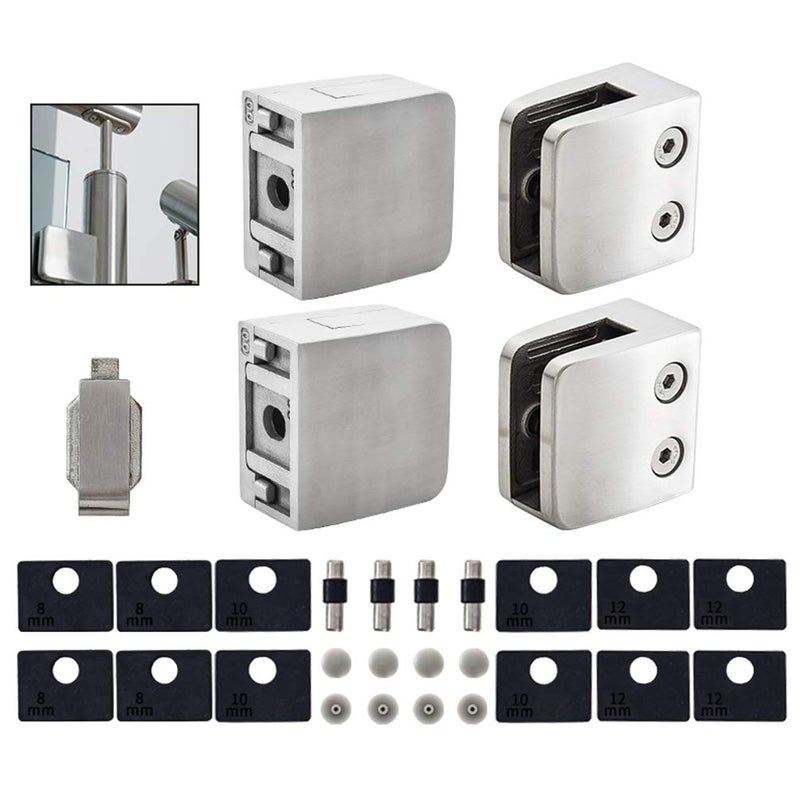 Glass Clamp 40PCSfor 13 12 8mm12mm Tempered Glass Stainless Steel 304 Flat Back Square Casting Polished for IndoorOutdoor Balustrade Stair Handrail LIUCHONGYANG99