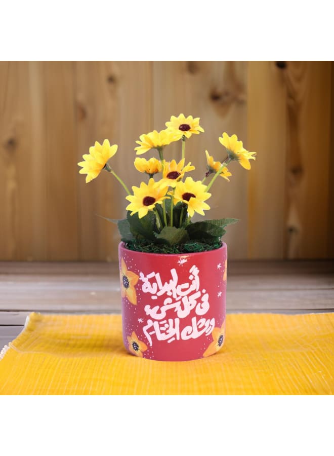 Handnade artificial plant pot - red - 18*10 cm