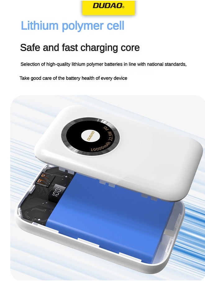 DUDAO - 10000 mAh Power Bank, Portable Charger with 2 Fast Charging Cable, with LED Digital Display, Suitable for Phones Tablet Game Console - Image 1