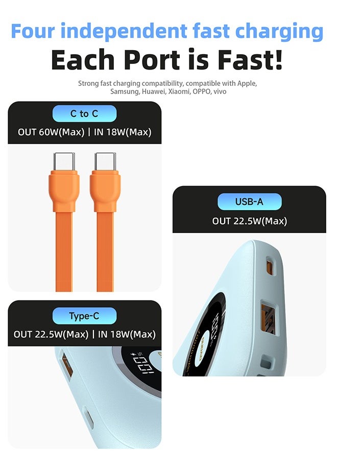 DUDAO - 10000 mAh Power Bank, Portable Charger with 2 Fast Charging Cable, with LED Digital Display, Suitable for Phones Tablet Game Console - Image 1