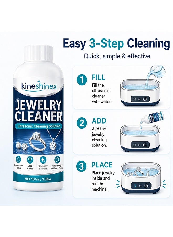 KineShineX 100ML Jewelry Cleaner, Jewelry Cleaner Solution for Diamond, Gold, Silver, Gemstones, Best Extra Concentrated Formula Silver Jewelry Cleaner For Sonic And Ultrasonic Jewelry Cleaner Solution - Image 5