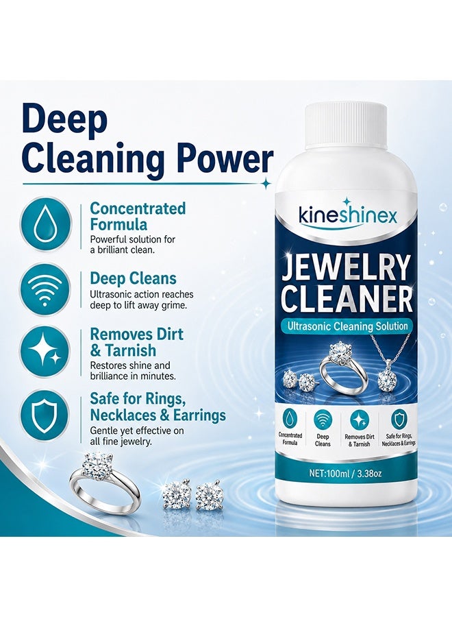 KineShineX 100ML Jewelry Cleaner, Jewelry Cleaner Solution for Diamond, Gold, Silver, Gemstones, Best Extra Concentrated Formula Silver Jewelry Cleaner For Sonic And Ultrasonic Jewelry Cleaner Solution - Image 3