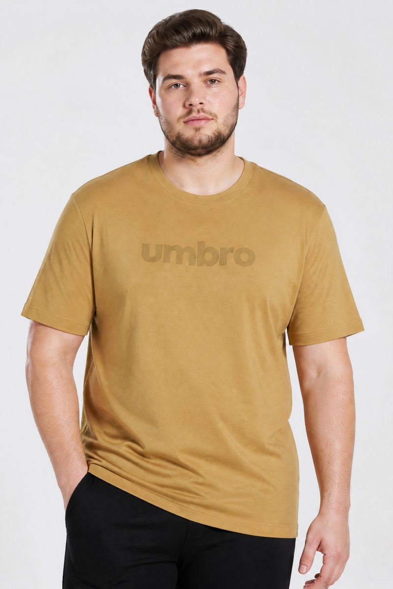 umbro Men Sportswear Fit Short Sleeve Training T-Shirt, Tan - Image 1