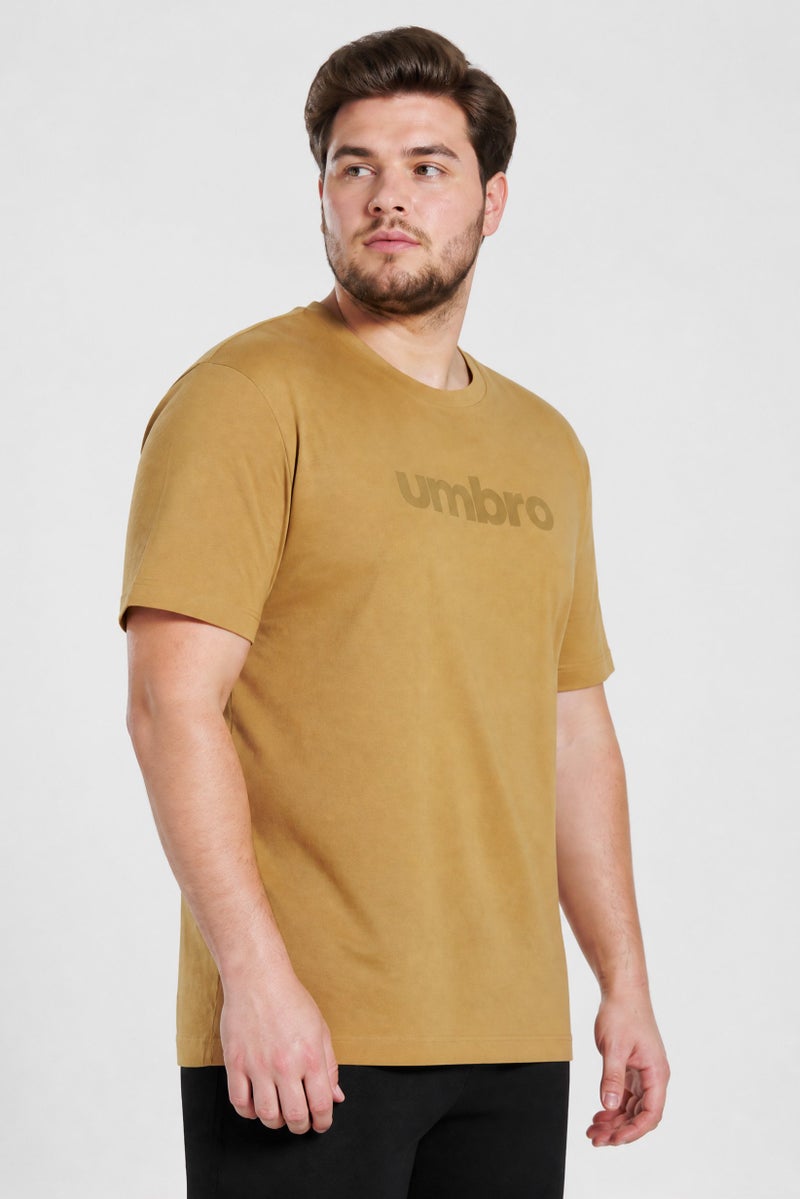 umbro Men Sportswear Fit Short Sleeve Training T-Shirt, Tan - Image 3