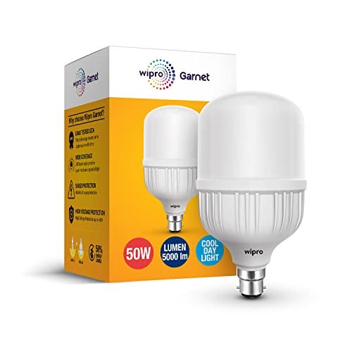 wipro Garnet 50W LED Bulb for Home & Office |Cool Day White (6500K) | B22 Base|220 degree Light coverage |4Kv Surge Protection |400V High Voltage Protection |Energy Efficient | Pack of 1 - Image 1