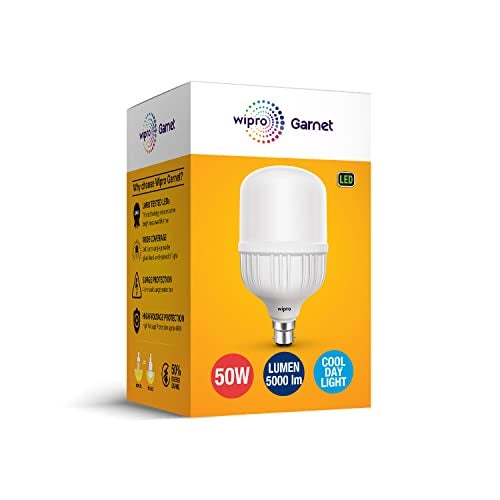 wipro Garnet 50W LED Bulb for Home & Office |Cool Day White (6500K) | B22 Base|220 degree Light coverage |4Kv Surge Protection |400V High Voltage Protection |Energy Efficient | Pack of 1 - Image 3