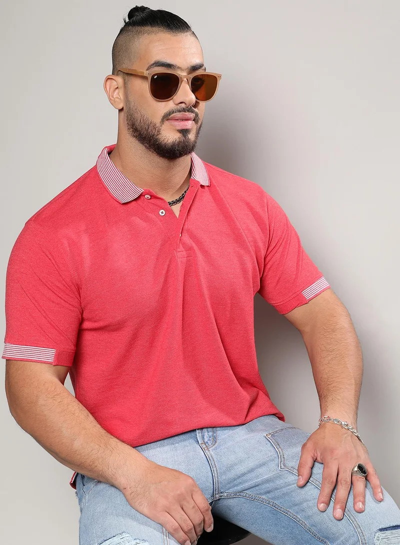 Instafab Plus Men's Solid Red Regular Fit Casual T-Shirt