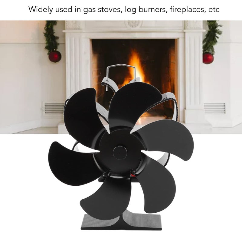 Heat Powered Fireplace Fan 6 Blades Black S 300ml For Wood Gas Stoves Log Burners - Image 5