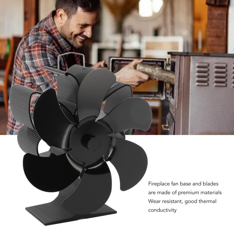 Heat Powered Fireplace Fan 6 Blades Black S 300ml For Wood Gas Stoves Log Burners - Image 4