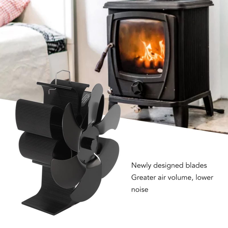 Heat Powered Fireplace Fan 6 Blades Black S 300ml For Wood Gas Stoves Log Burners - Image 3
