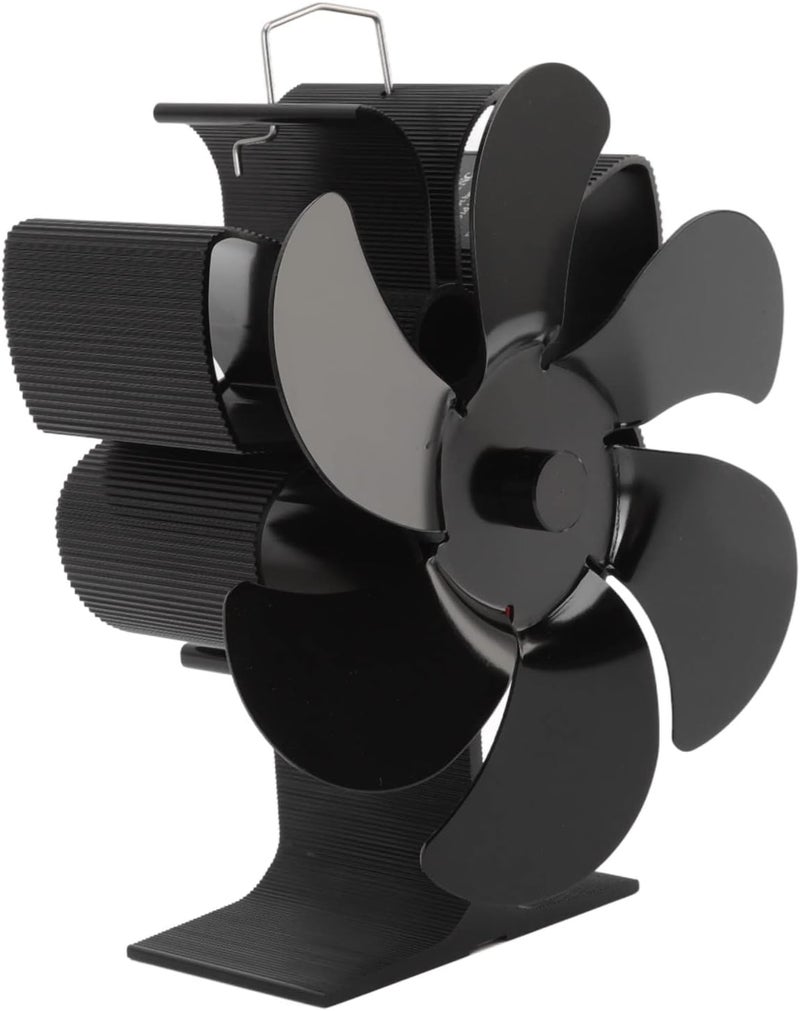 Heat Powered Fireplace Fan 6 Blades Black S 300ml For Wood Gas Stoves Log Burners - Image 1