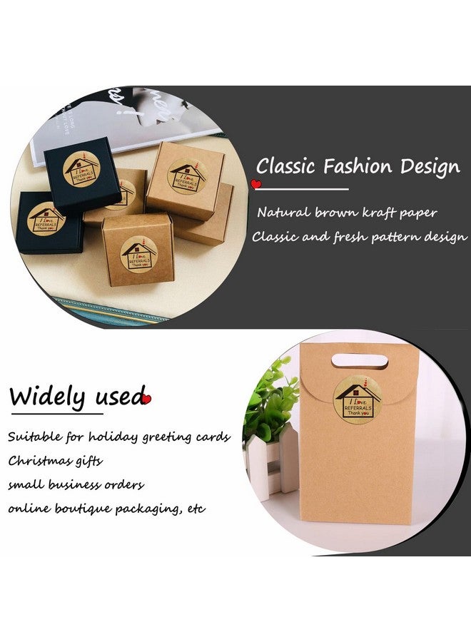 Well Tile I Love Referrals Stickers House Shaped Thank You Labels 1.5" Kraft Real Estate House Stickers Agents And Sales Supplies Realtor Supplies, Salon, Small Business Mailer Seal Stickers 500 Pcs - Image 2