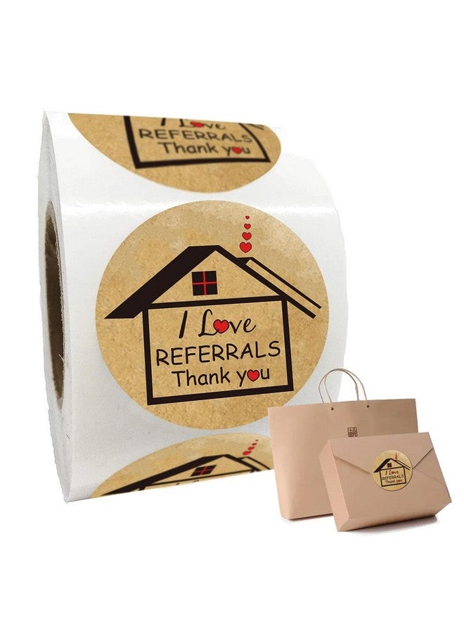 Well Tile I Love Referrals Stickers House Shaped Thank You Labels 1.5" Kraft Real Estate House Stickers Agents And Sales Supplies Realtor Supplies, Salon, Small Business Mailer Seal Stickers 500 Pcs - Image 1