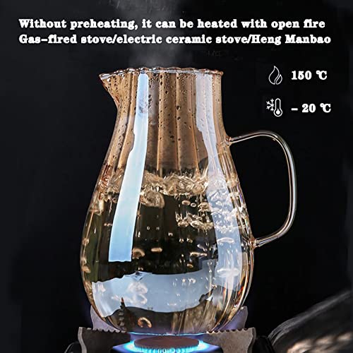 AEFPOYMXU Glass Pitcher With Lid Amber Round Water Carafe with handle and Spout for Homemade Beverage, Juice,Hot Coffee, Iced Tea and Milk （62oz） - Image 5