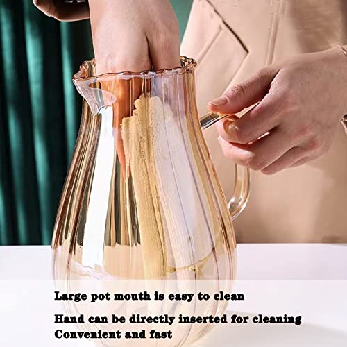 AEFPOYMXU Glass Pitcher With Lid Amber Round Water Carafe with handle and Spout for Homemade Beverage, Juice,Hot Coffee, Iced Tea and Milk （62oz） - Image 4