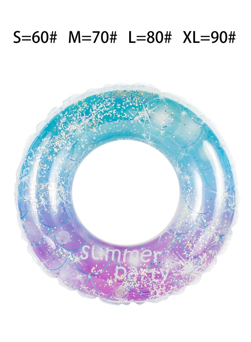 Glitter Inflatable Swimming Pool Float, Gradient Blue Purple Swim Ring with Sequins, Leak-Proof Inflatable Swim Tube for Adults Kids, Summer Beach Pool Water Toy - Image 3