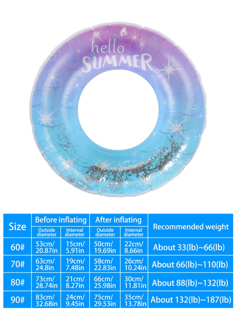 Glitter Inflatable Swimming Pool Float, Gradient Blue Purple Swim Ring with Sequins, Leak-Proof Inflatable Swim Tube for Adults Kids, Summer Beach Pool Water Toy - Image 5