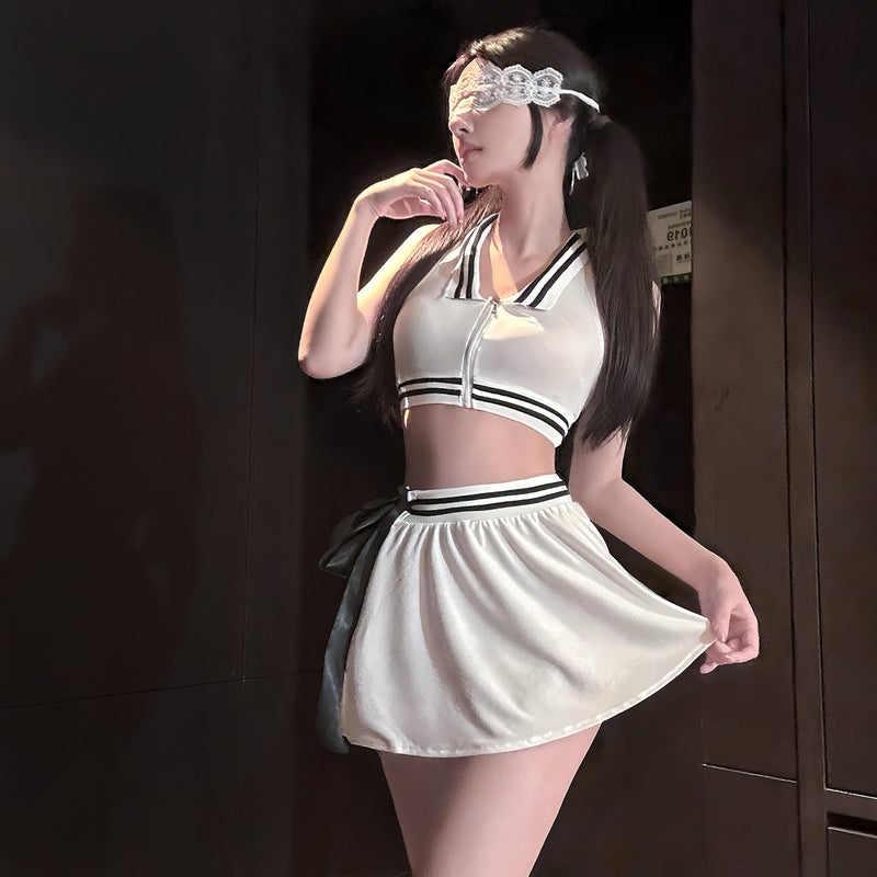 Fashion Outfit with Slit Design, Comfortable Fit, Classic Nautical Style Coordinated Set
