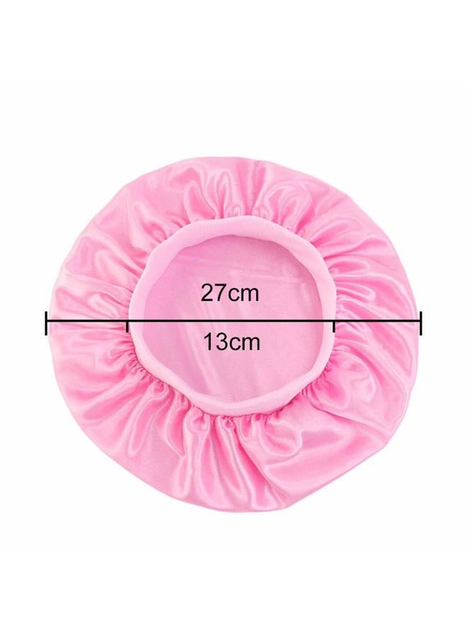 Teensery 2 Pcs Kids Satin Sleeping Caps Head Cover Bonnet with Elastic Band Hair Care Cap Night Hat for Baby Toddler Teens (Purple and Pink) - Image 2