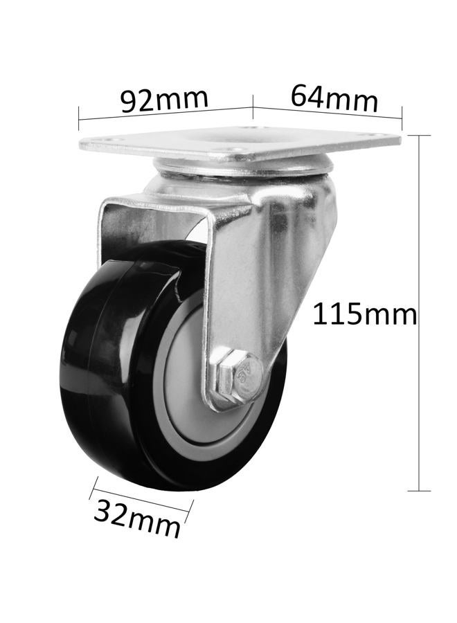 Finnhomy 3 Inch Swivel Casters Wheels Set of 4 Heavy Duty Plate Casters Premium Polyurethane PU Wheels for Furniture/Workbench Load Bearing 2,200 Lbs Anti-wear Smooth Casters Black (Free Screws) - Image 3