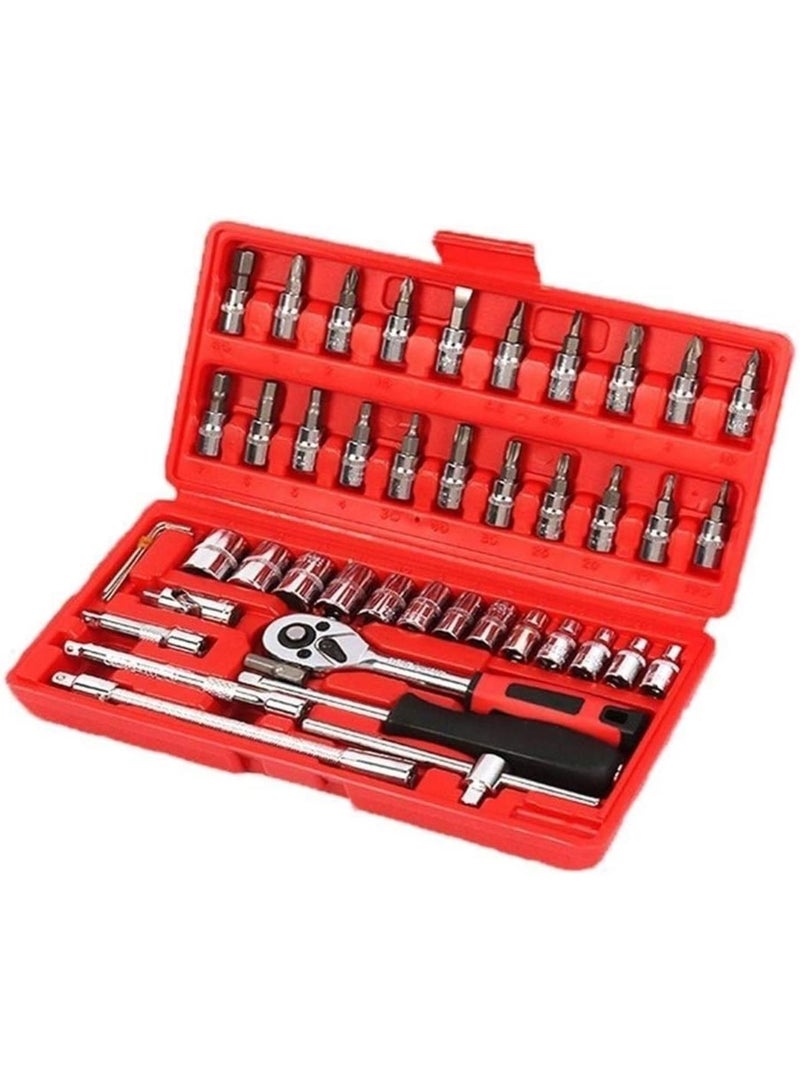 GGOOT Hardware Tool Ratchet Wrench Set Car Repair Key Wrench Spanner Active Head Universal Wrenchs Kit Chrome Steel Hand Tool Kit Set (Color : A) - Image 1