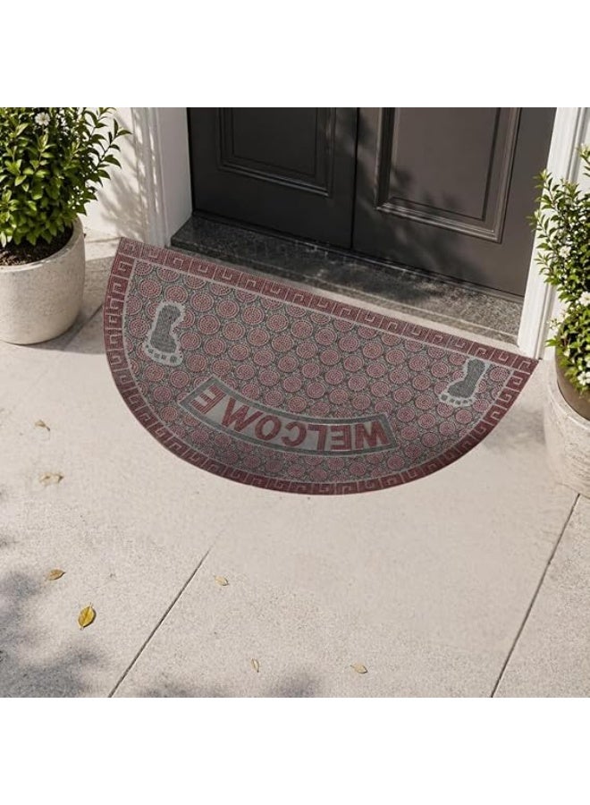 Non-slip semi-circular welcome mat – rubber entrance mat for dirt collection and shoe cleaning, for indoor and outdoor use - Image 2