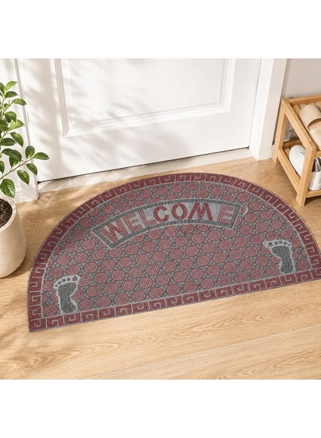 Non-slip semi-circular welcome mat – rubber entrance mat for dirt collection and shoe cleaning, for indoor and outdoor use - Image 5