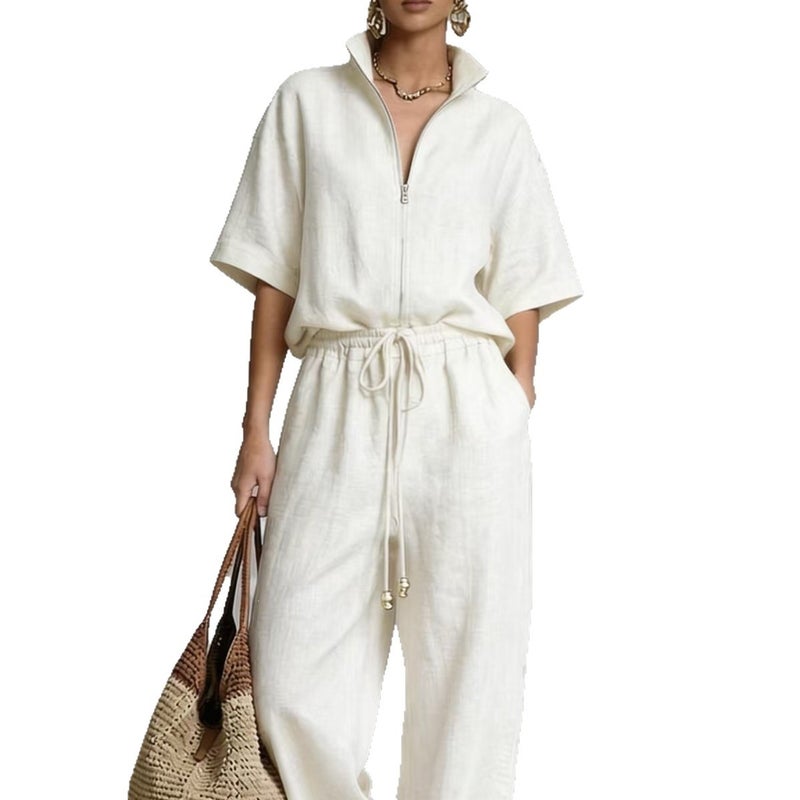 Women's Cotton Linen Casual Two Piece Set - Image 5