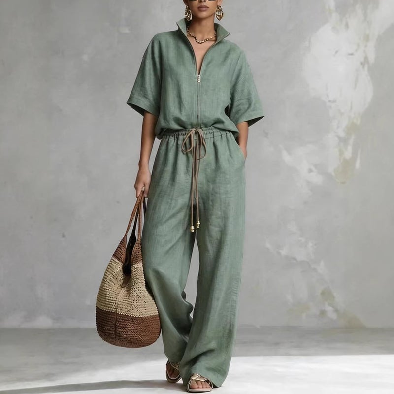 Women's Cotton Linen Casual Two Piece Set - Image 4