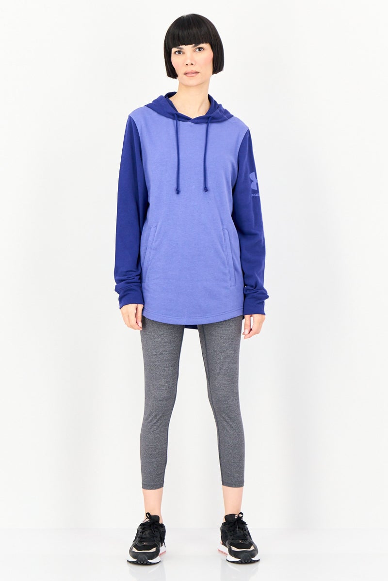 UNDER ARMOUR هودي خارجي فضفاض بأكمام طويلة للنساء، بنفسجي - Image 4
