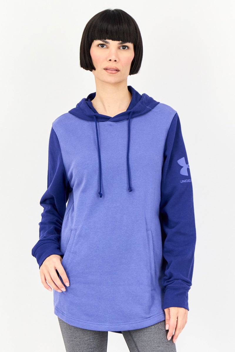UNDER ARMOUR هودي خارجي فضفاض بأكمام طويلة للنساء، بنفسجي - Image 1