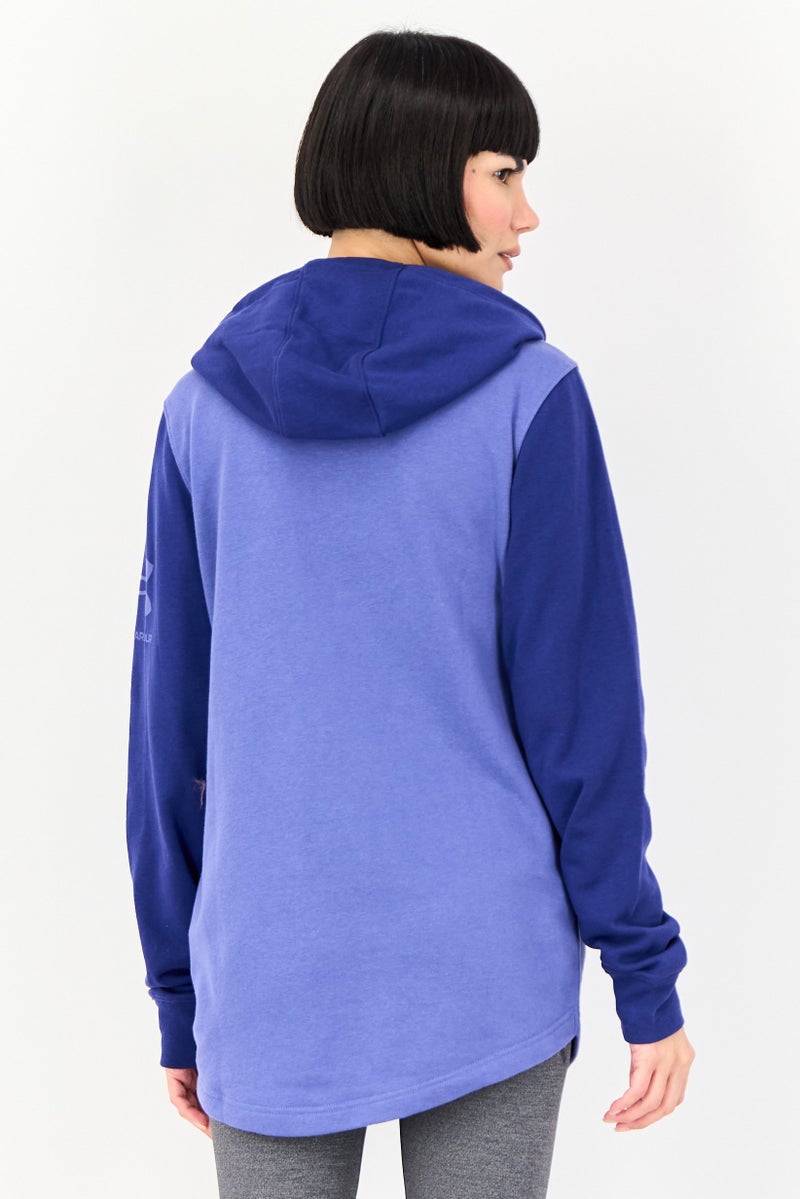 UNDER ARMOUR هودي خارجي فضفاض بأكمام طويلة للنساء، بنفسجي - Image 3
