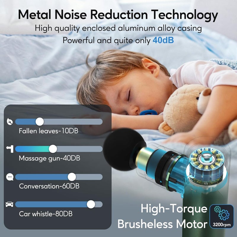 arboleaf Massage Gun Deep Tissue FullMetal Electric Portable Hand Held Massager Gun for Back Body Sore Muscles Pain Relief Gifts Office Home Athletes - Image 5