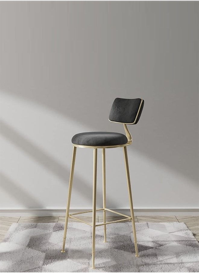 Generic Bar Stool, Chair Footrest High Stool with Backs, Upholstered Counter Height Stools Bar Chairs for Kitchen, Pub, Breakfast Stool, with Metal Legs  - Image 1