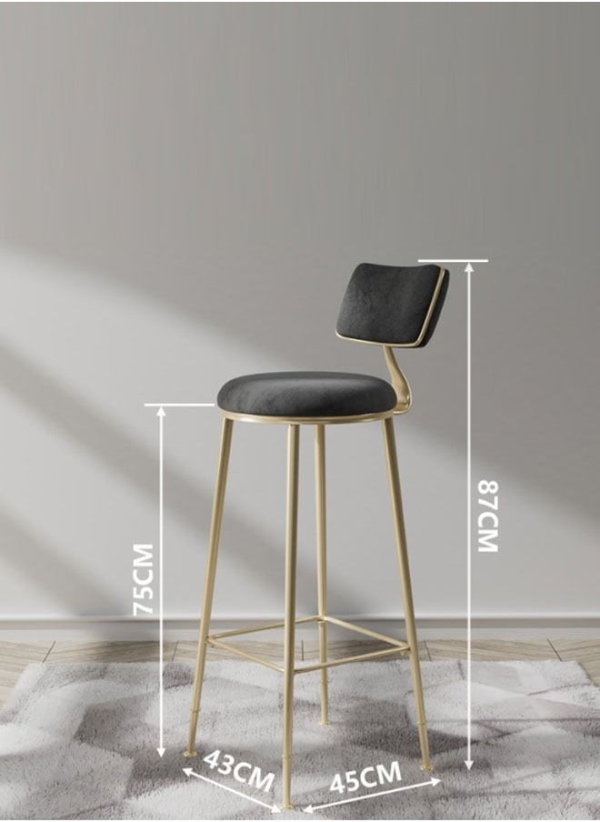 Generic Bar Stool, Chair Footrest High Stool with Backs, Upholstered Counter Height Stools Bar Chairs for Kitchen, Pub, Breakfast Stool, with Metal Legs  - Image 2
