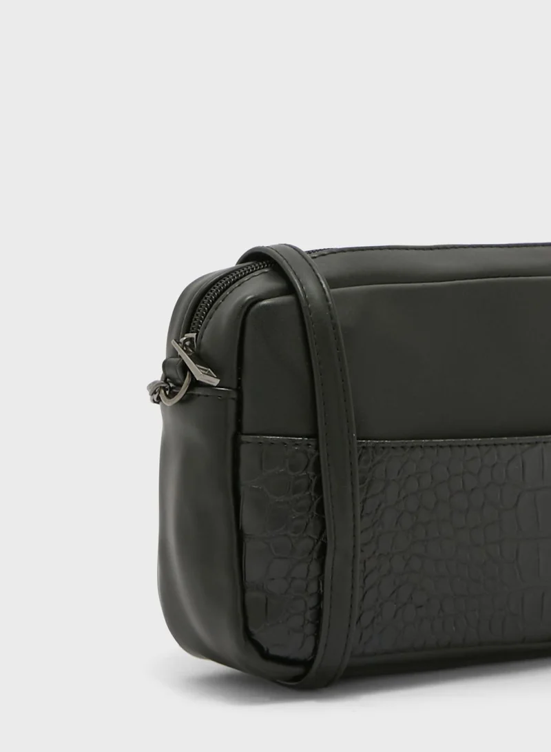 Ginger Croc Front Pocket Crossbody Camera Bag