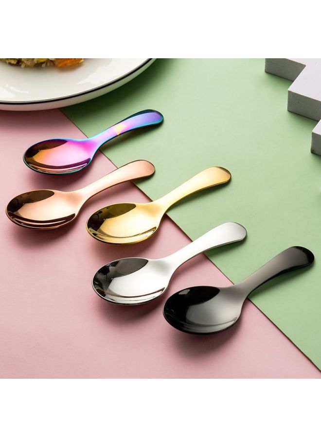 304 Stainless Steel Short Handle Spoon Fork Mini Children's Tableware Ice Cream Dessert Spoon Tea Spoon Outdoor Travel Convenient-Specifications:304 Natural Color Ice Cream Fork - Image 5