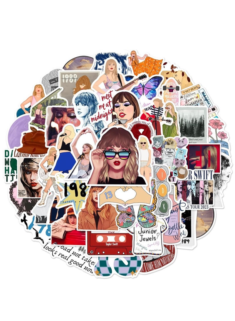 Tay-Loris 50pcs Waterproof Vinyl Stickers for Adults - Pop, Country, and Folk Music Themes for Water Bottles, Laptops, and Phones - Perfect Decor for Teen Girls!