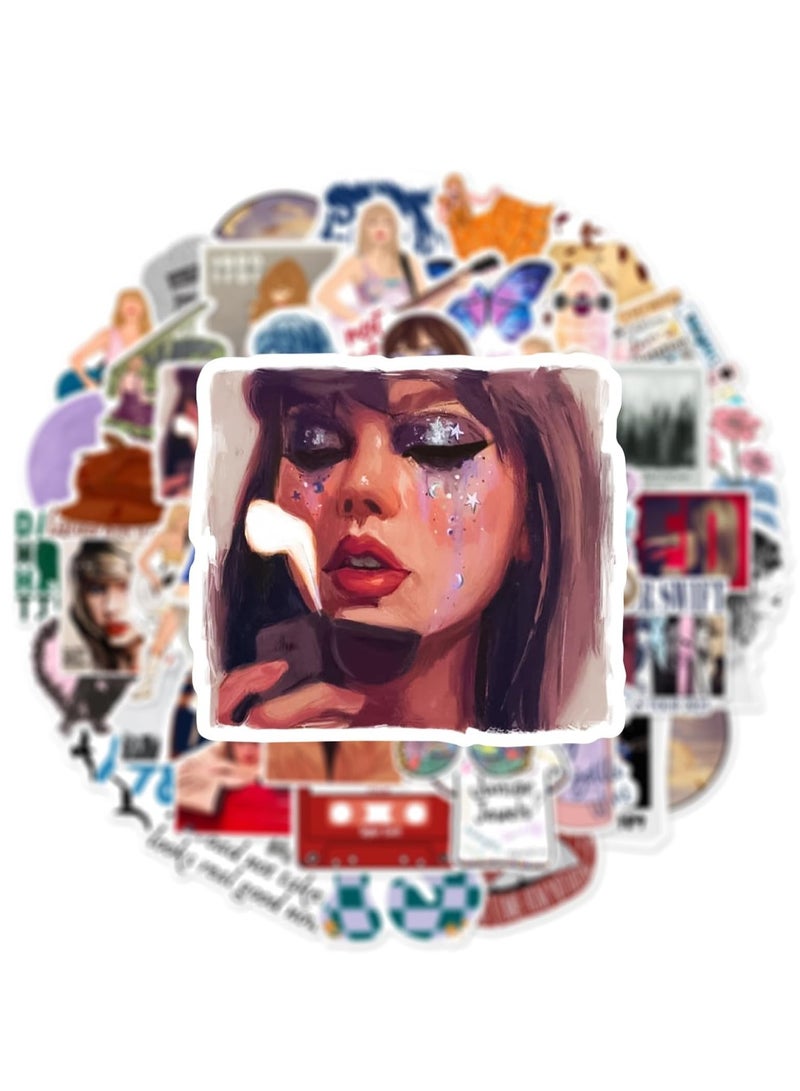 Tay-Loris 50pcs Waterproof Vinyl Stickers for Adults - Pop, Country, and Folk Music Themes for Water Bottles, Laptops, and Phones - Perfect Decor for Teen Girls!