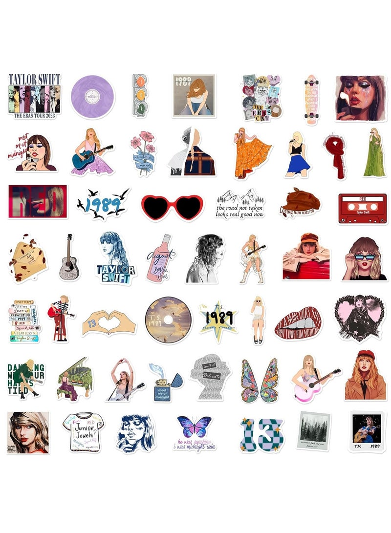 Tay-Loris 50pcs Waterproof Vinyl Stickers for Adults - Pop, Country, and Folk Music Themes for Water Bottles, Laptops, and Phones - Perfect Decor for Teen Girls!