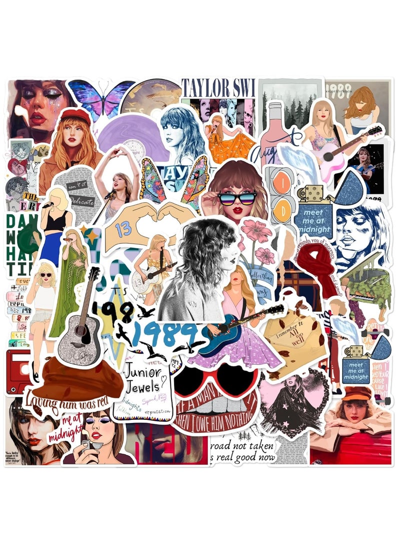 Tay-Loris 50pcs Waterproof Vinyl Stickers for Adults - Pop, Country, and Folk Music Themes for Water Bottles, Laptops, and Phones - Perfect Decor for Teen Girls!