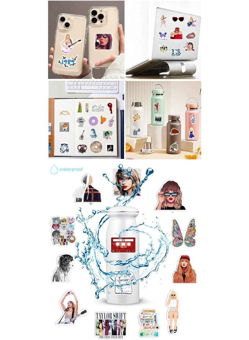 Tay-Loris 50pcs Waterproof Vinyl Stickers for Adults - Pop, Country, and Folk Music Themes for Water Bottles, Laptops, and Phones - Perfect Decor for Teen Girls!
