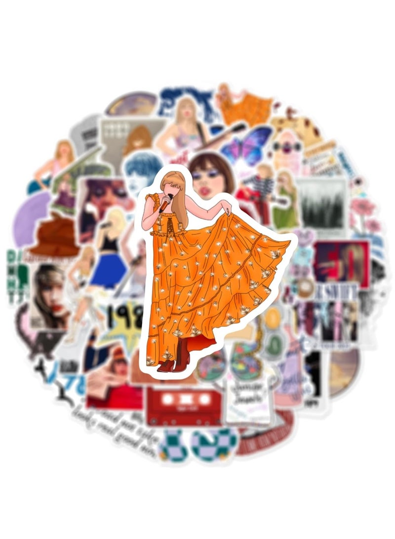 Tay-Loris 50pcs Waterproof Vinyl Stickers for Adults - Pop, Country, and Folk Music Themes for Water Bottles, Laptops, and Phones - Perfect Decor for Teen Girls!