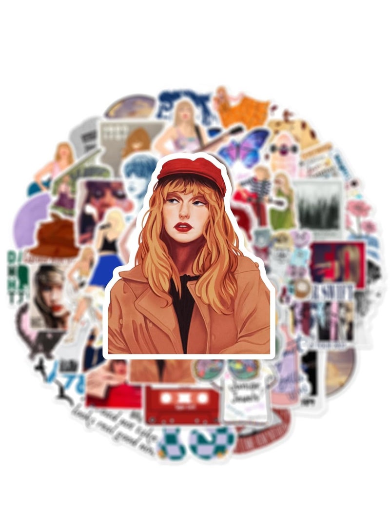 Tay-Loris 50pcs Waterproof Vinyl Stickers for Adults - Pop, Country, and Folk Music Themes for Water Bottles, Laptops, and Phones - Perfect Decor for Teen Girls!