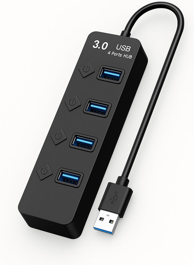 PORTS 4 Hub USB 3.0 Multi USB 3.0 4 Ports Hub 5Gbps USB High Speed HUb USB Splitter for Portable USB Extension Hub for PC Laptop and More - Image 1