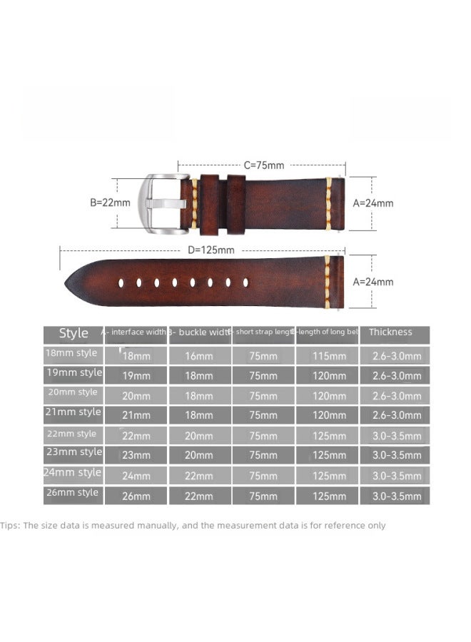 For 22mm Huawei Gt3 Watch Handmade Leather Strap Italian Vegetable Tanned Leather Samsung Cowhide Watch Strap - Image 2