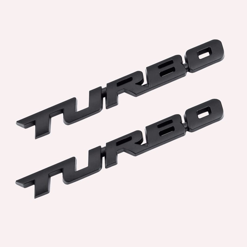 JINZHAO 2PcsPair 3D Turbo Metal Decal Car Side Fender Rear Trunk Emblem Badge Sticker Decals Replacement Universal for All Cars Black - Image 3