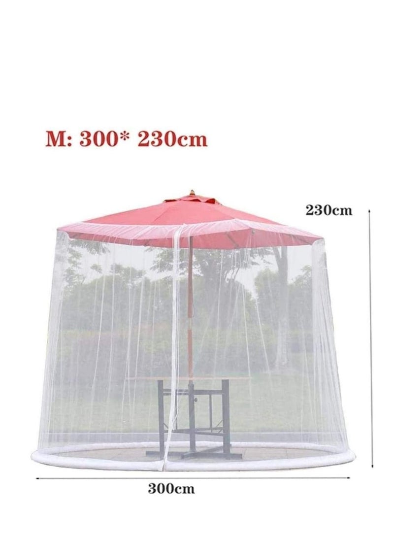Generic - Patio Umbrella Mosquito Netting - Polyester Mesh Screen with Zipper Opening and Water Tube at Base to Hold in Place - Helps Protect from Mosquitoes - Fits 9FT Umbrellas and Patio Tables - White - Image 1