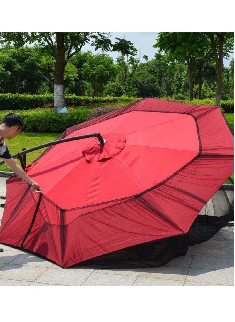 Generic - Patio Umbrella Mosquito Netting - Polyester Mesh Screen with Zipper Opening and Water Tube at Base to Hold in Place - Helps Protect from Mosquitoes - Fits 9FT Umbrellas and Patio Tables - White - Image 1